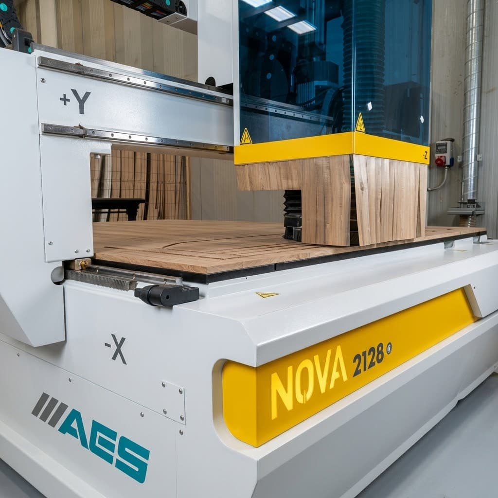 Ahşap panel işleme makinesinden üretim alanı görünümü